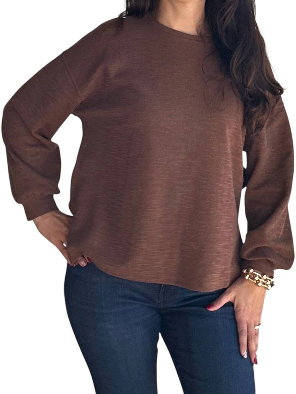 NEW BLU PEPPER daniela knit top in brown